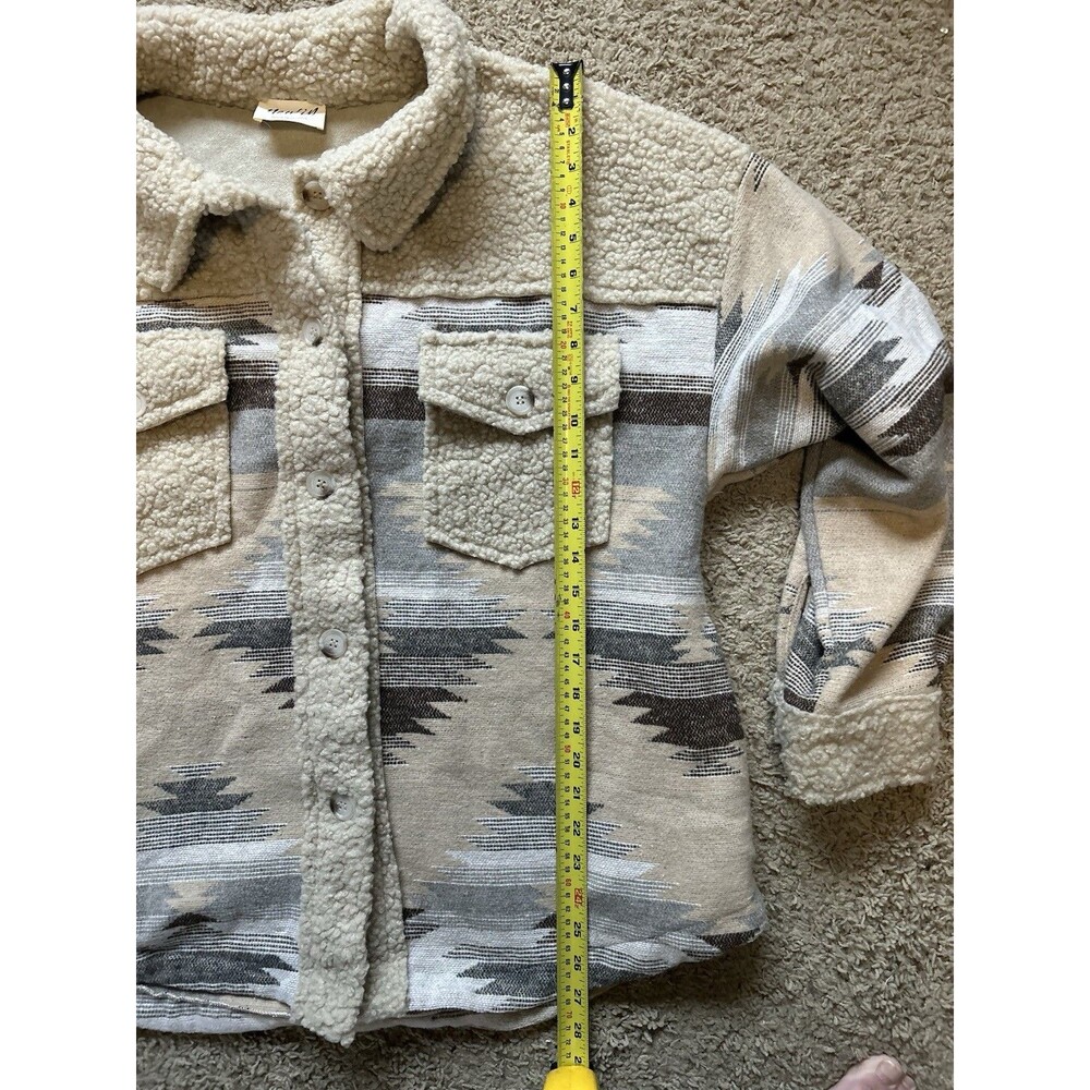 GOOD New In Aztec Sherpa Shacket L Southwestern Western boho cabincore - Picture 6 of 14